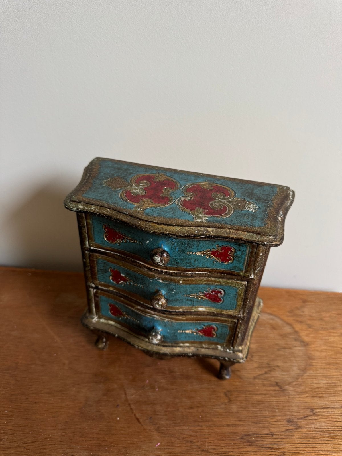 Vintage Florentine Art Jewelry Box, Three Drawers, Ophalen of Verzenden