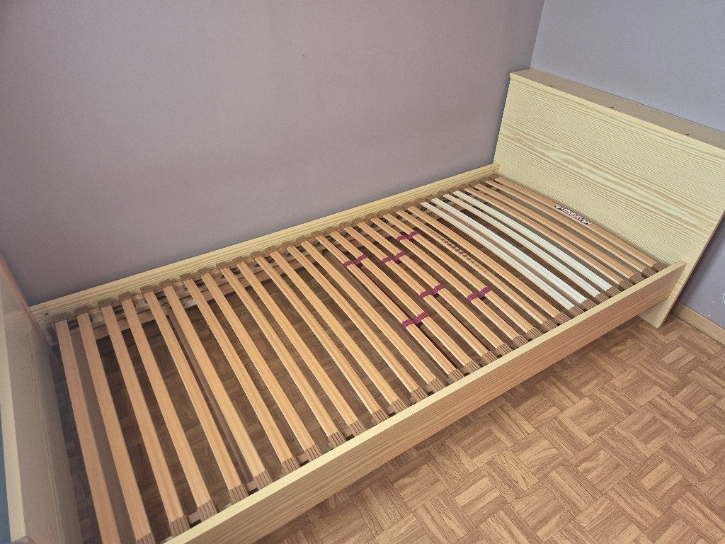 Bed met lattenbodem, 90 cm, Beige, Une personne, Enlèvement