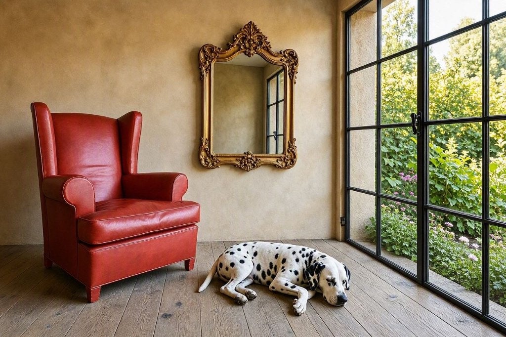 Luxe lederen oorfauteuil (wingback) anno 1960, Ophalen, Leer