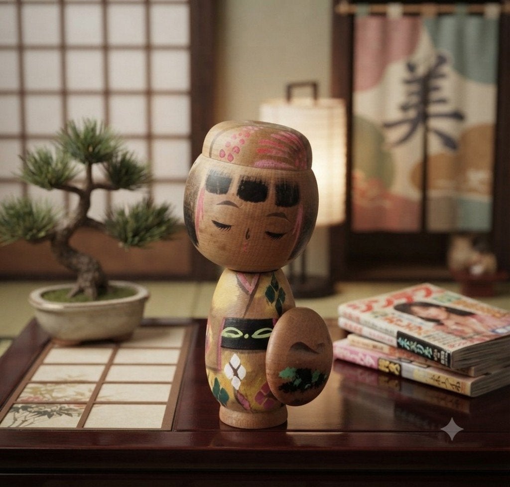 Leuke kokeshi uit de jaren '80, Hout, Verzenden, 17 cm, Japan