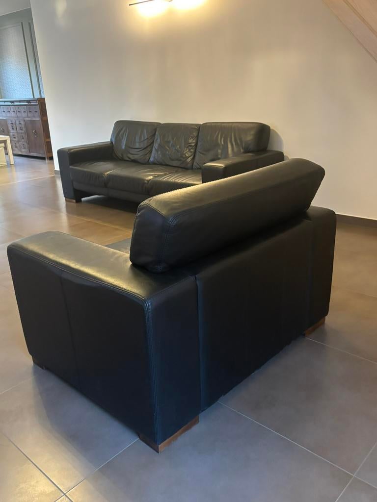 Lederen salon 3-zit + 1,5-zit, Ophalen, Gebruikt, Driepersoons, Leer