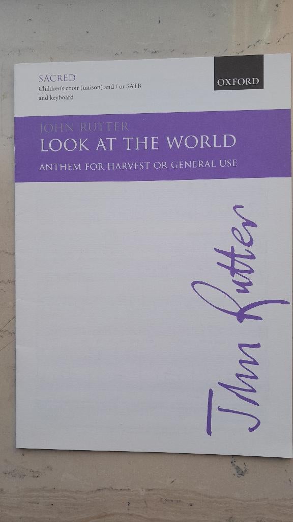 Partituur koorzang  "Look at the world "     J. Rutter, Musique & Instruments, Partitions, Enlèvement ou Envoi, Neuf, Autres genres