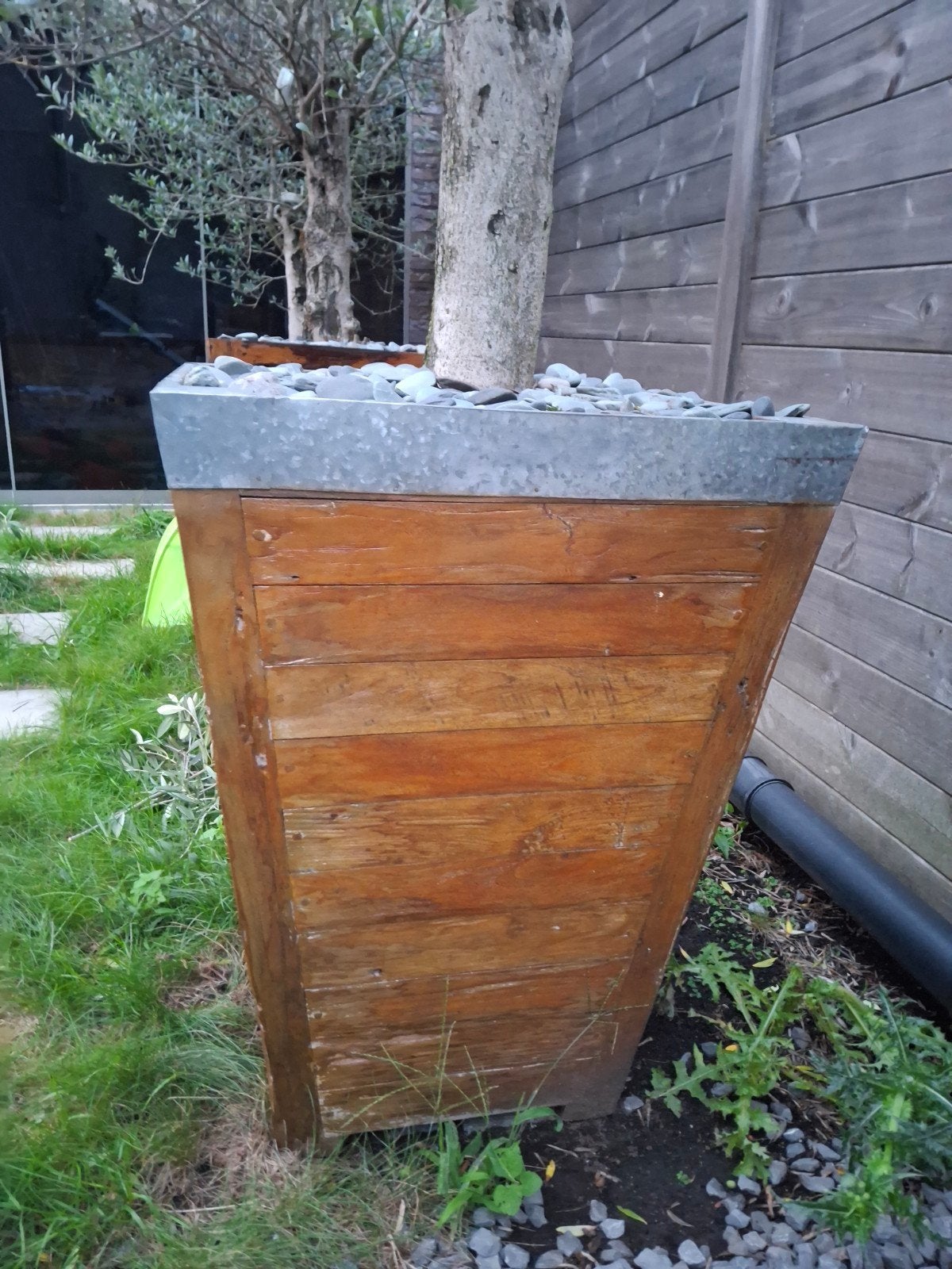 groote bloempot van teakhout, Tuin en Terras, Ophalen
