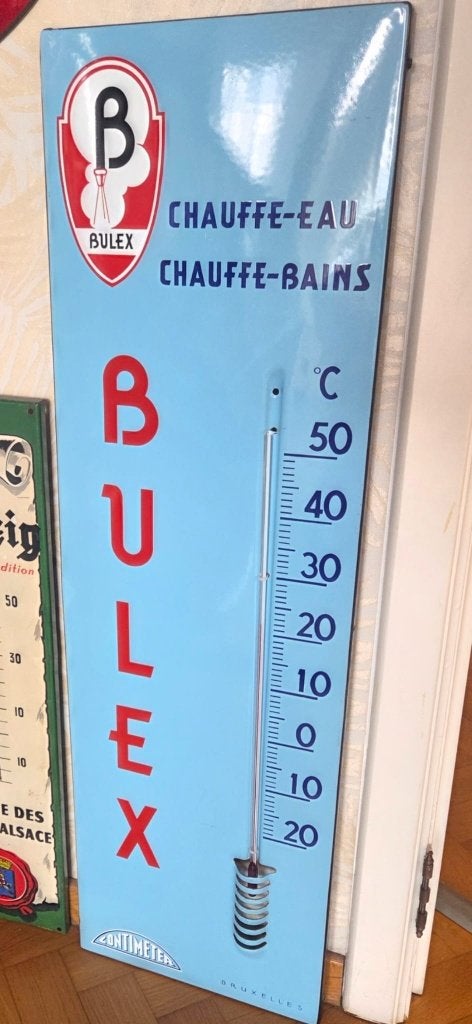 Mooie oude Emaille Bulex thermometer, Verzamelen, Ophalen, Huis en Inrichting