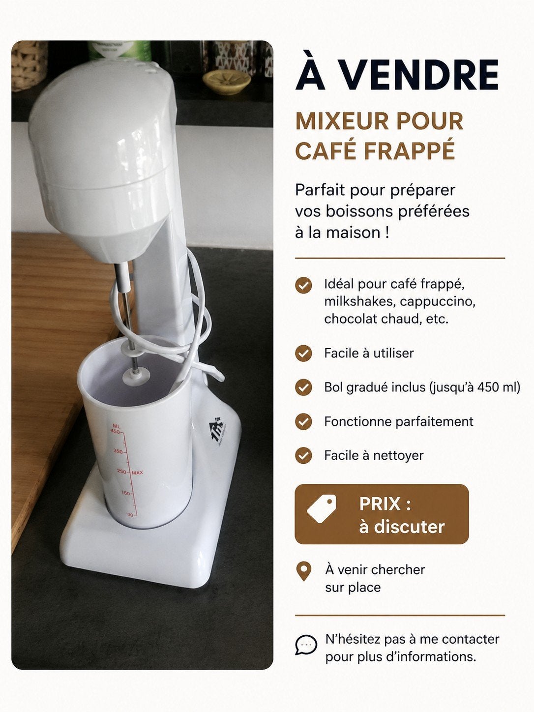 Mixeur pou café frappé, Ophalen