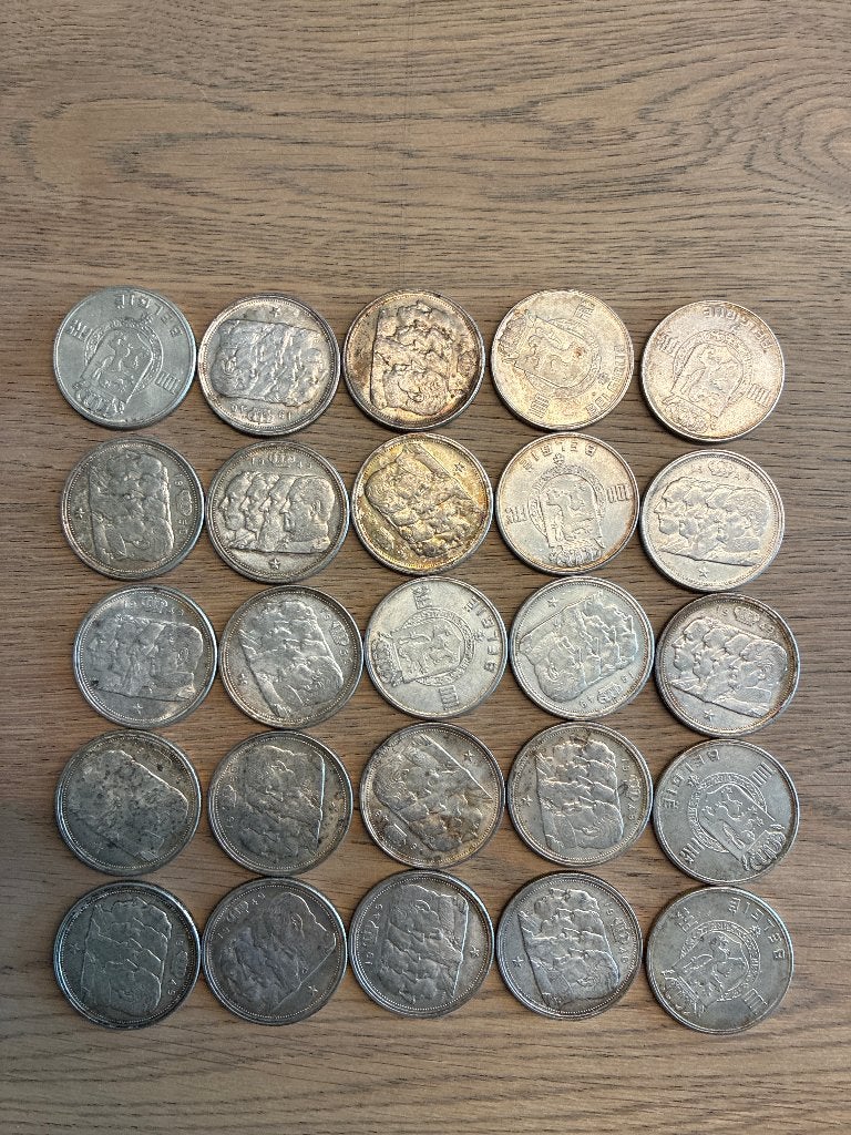 Zilveren munten 100 Belgische frank uit 1948/1949/1950, Ophalen, Zilver, Setje, Zilver