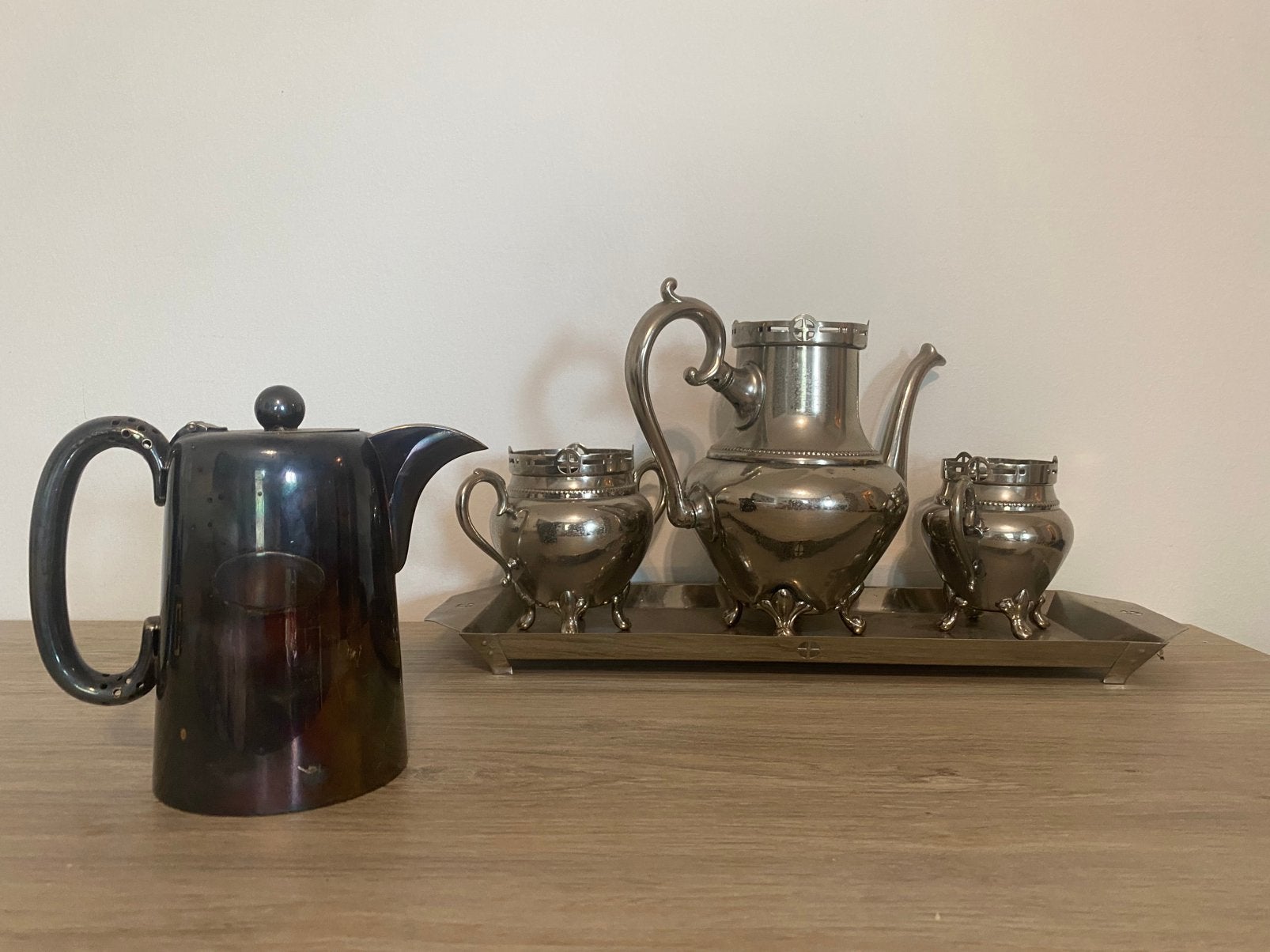 Koffieset + koffiepot Sheffield verzilverd, Ophalen of Verzenden