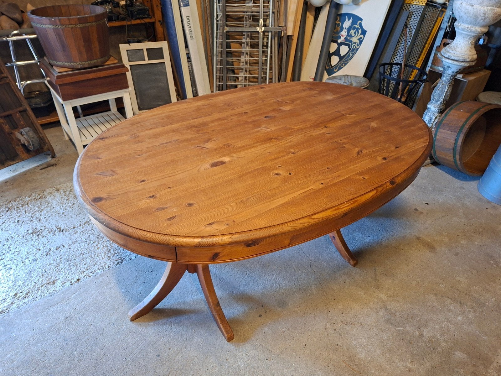 grenen vintage uitschuif tafel, Ophalen