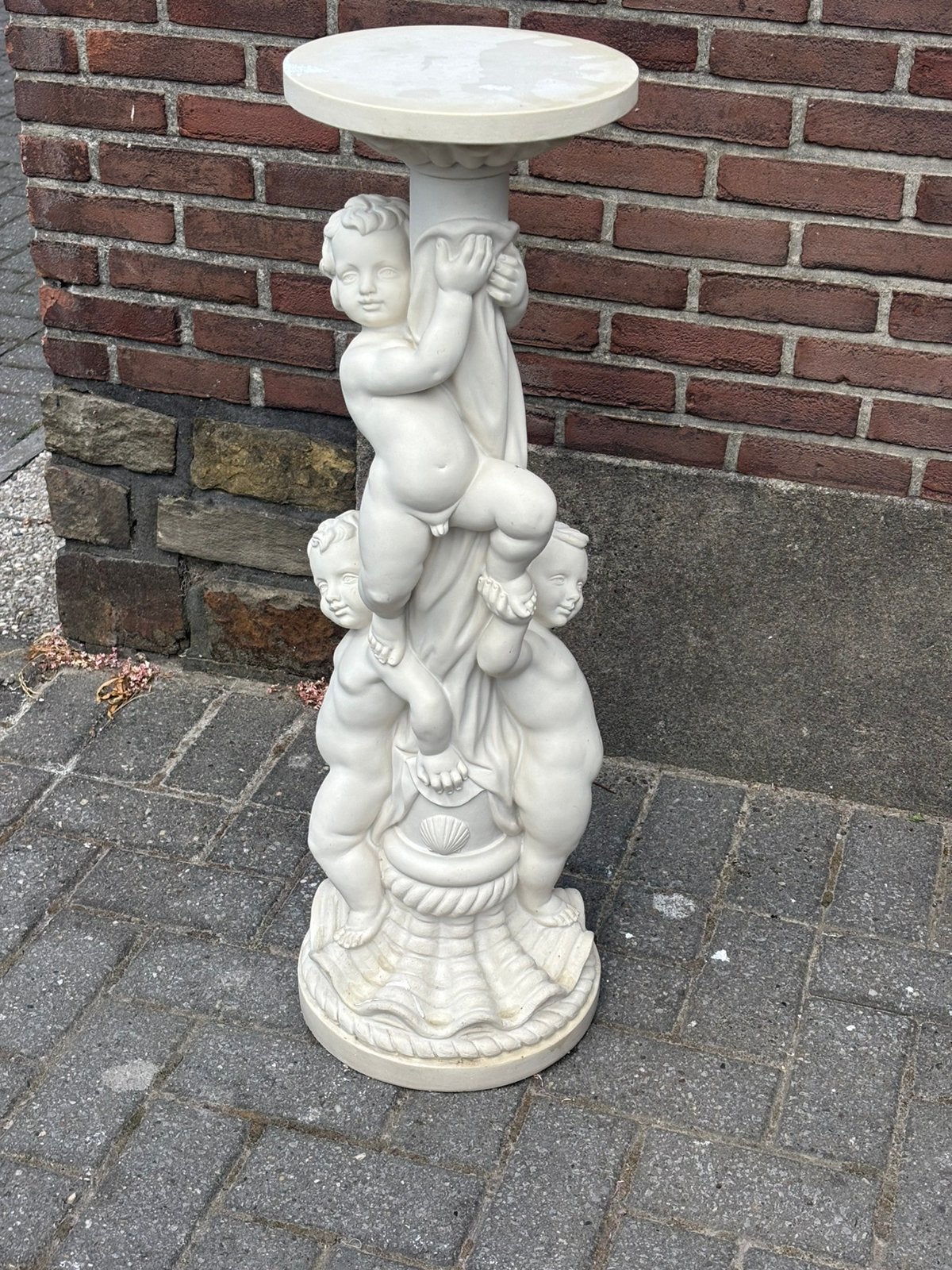 Mooie zware decoratieve tuinzuil met 3 putti van Del Torione, Huis en Inrichting, Woonaccessoires | Zuilen en Pilaren, Ophalen of Verzenden