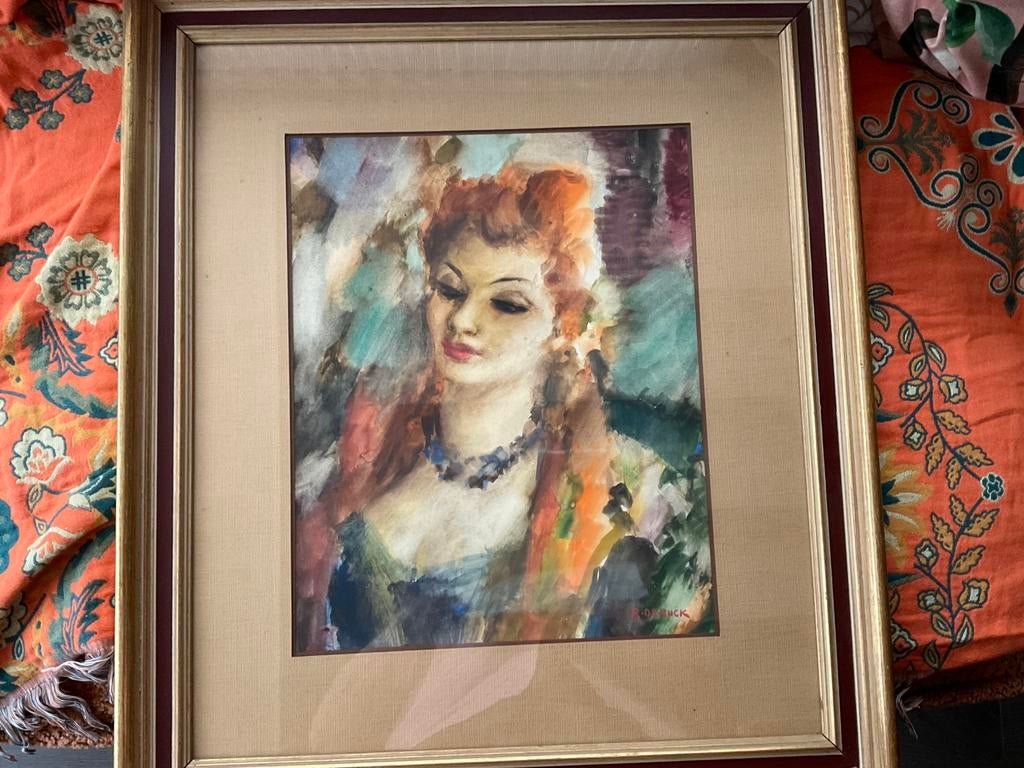 Raphaël de Buck Aquarel 70 op 60 cm, Antiek en Kunst, Ophalen