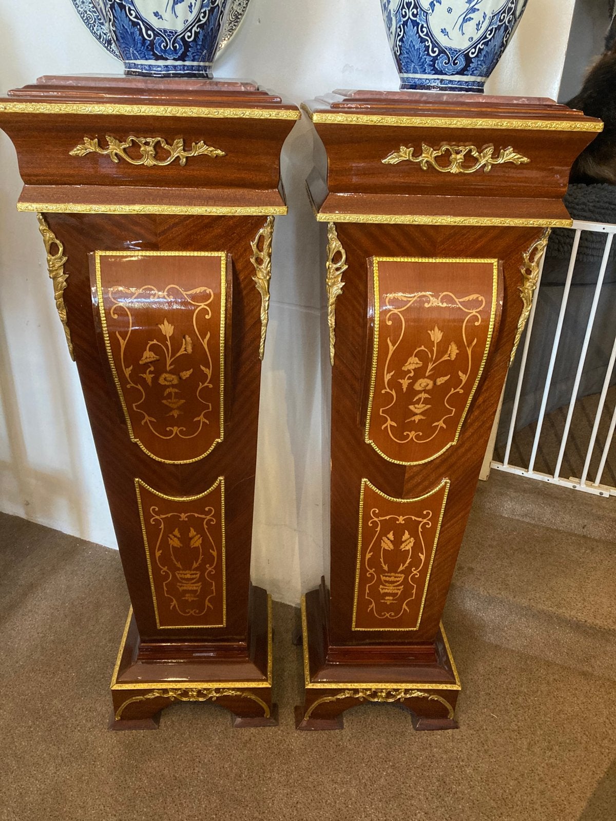 Koppel marqueterie staanders 1 m 17 hoog, Antiek en Kunst, Ophalen