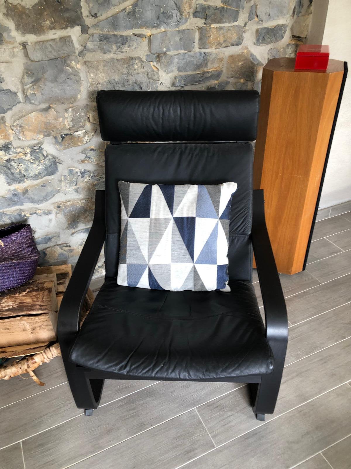 Fauteuil cuir + repose pied, Maison & Meubles, Enlèvement, Comme neuf, Cuir