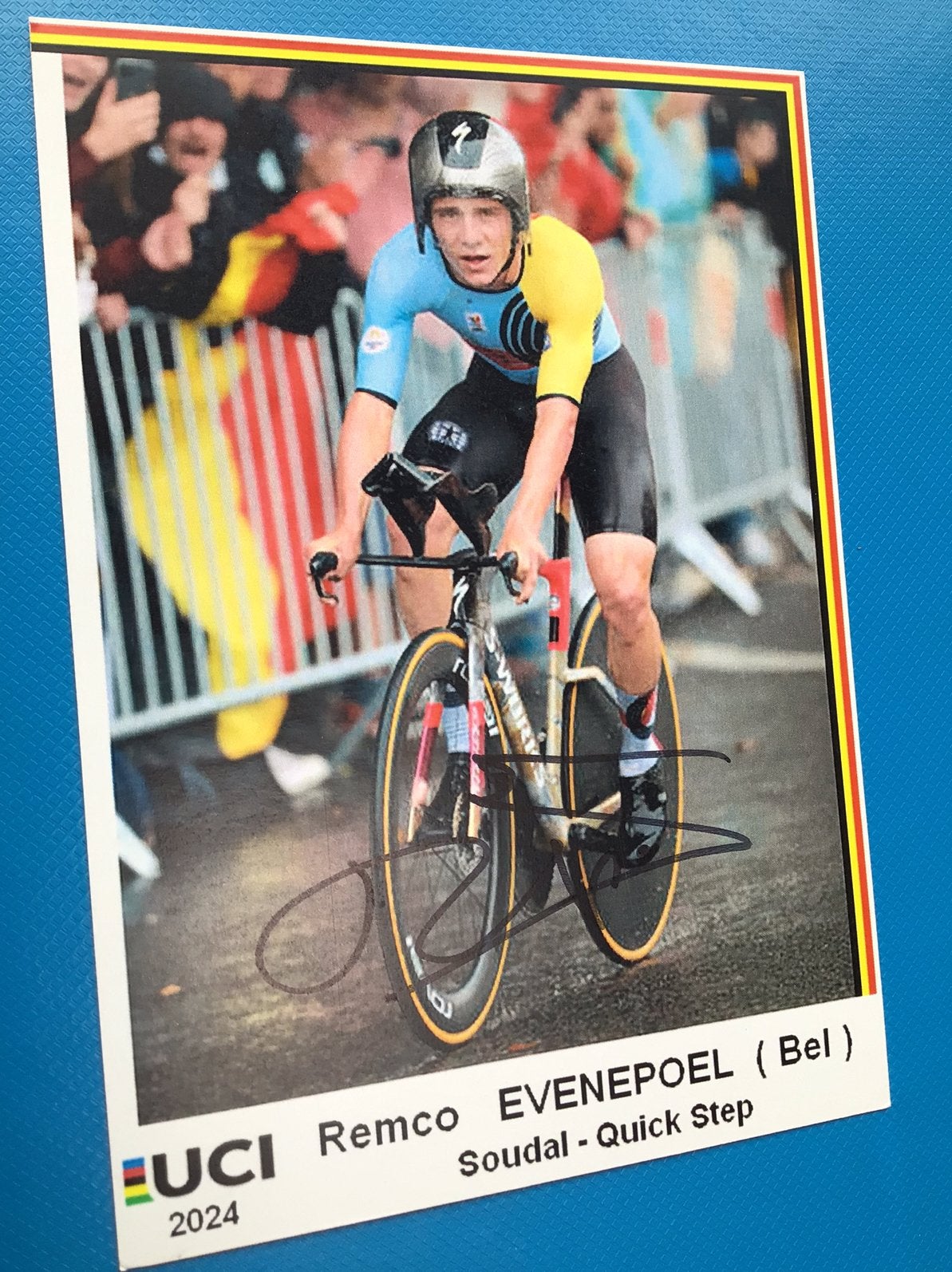 Wielerkaart 2024 remco evenepoel signe, Ophalen of Verzenden, Zo goed als nieuw