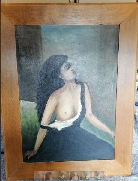 vintage antiek halfnaakt op canvas 1938, Enlèvement