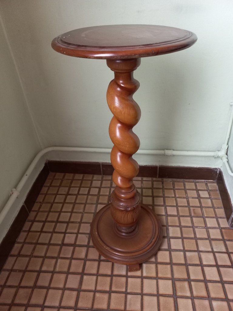 Plantenstoeltje in hout H 75 cm Diam. 32 cm, Huis en Inrichting, Tafels | Sidetables, Ophalen, Gebruikt, Overige houtsoorten, Vintage