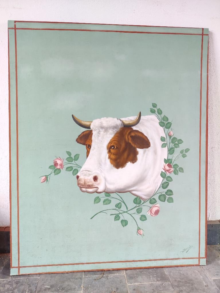 Schilderij van een grote koe, Ophalen