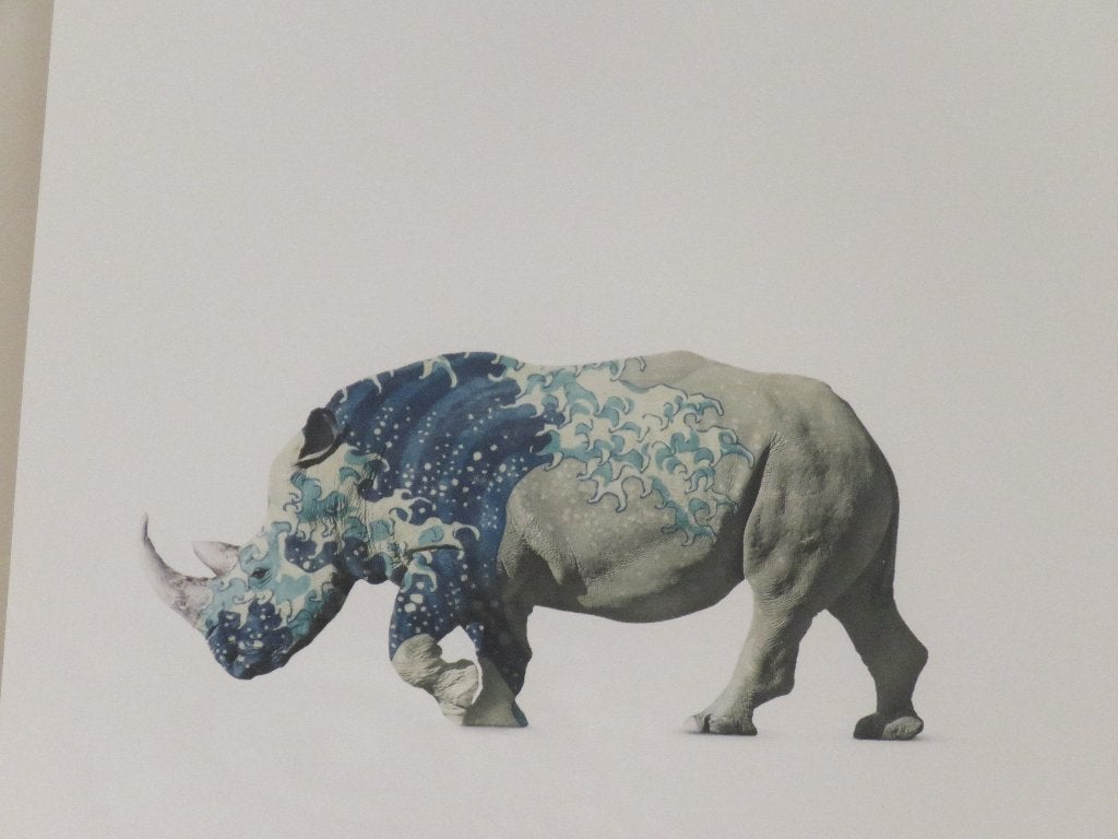 Petite toile giclée Rhino Great Wave of Kanangawa 16/40, Antiquités & Art, Numéroté, Enlèvement ou Envoi, Giclée