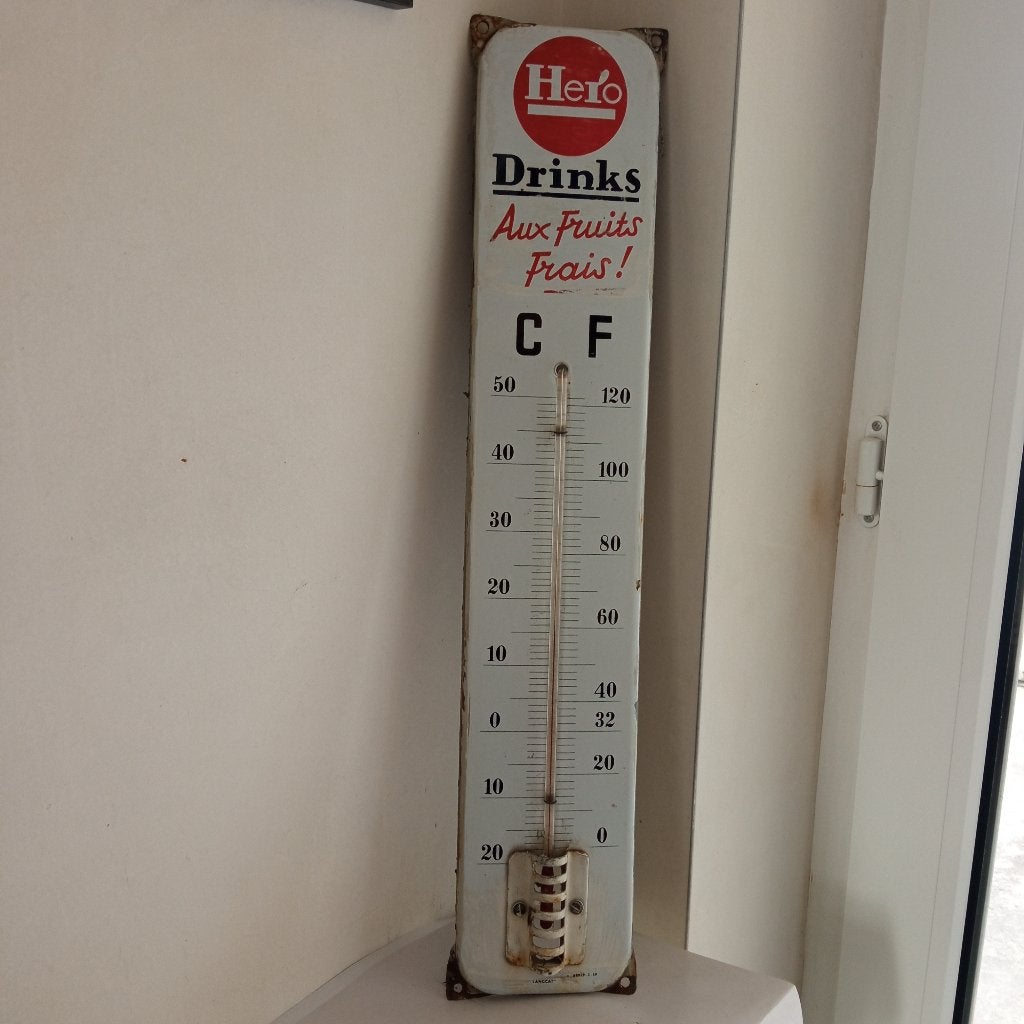 HERO DRINKS thermometer, Antiek en Kunst, Ophalen of Verzenden