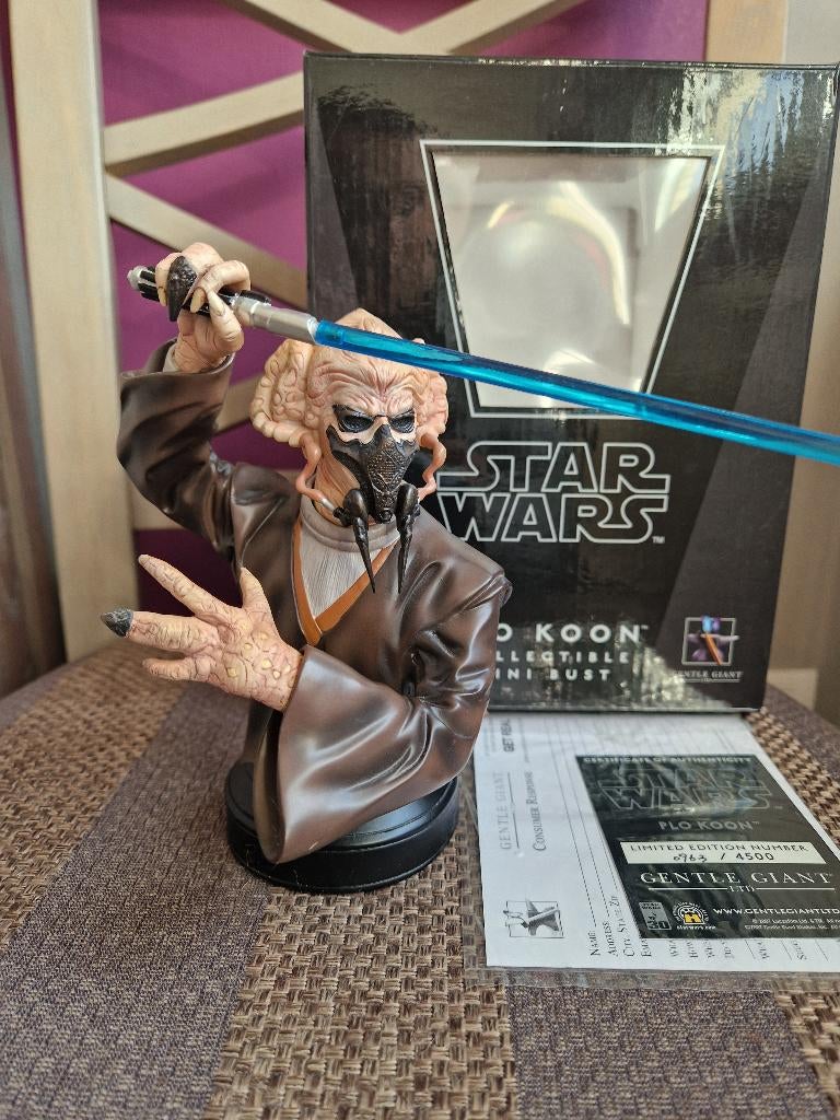 Star Wars Gentle Giant Plo Koon Collectible Mini Bust 2007, Collections, Enlèvement ou Envoi, Utilisé, Statue ou Buste