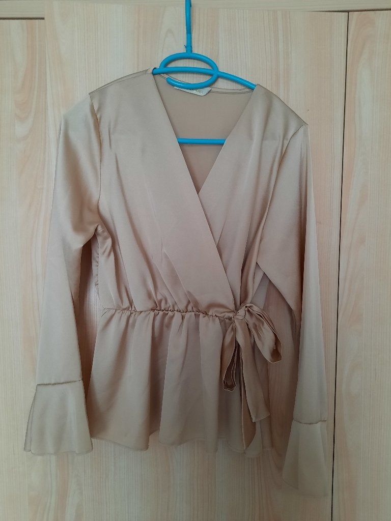 Zijden blous, Ophalen, Nieuw, Maat 38/40 (M), Beige