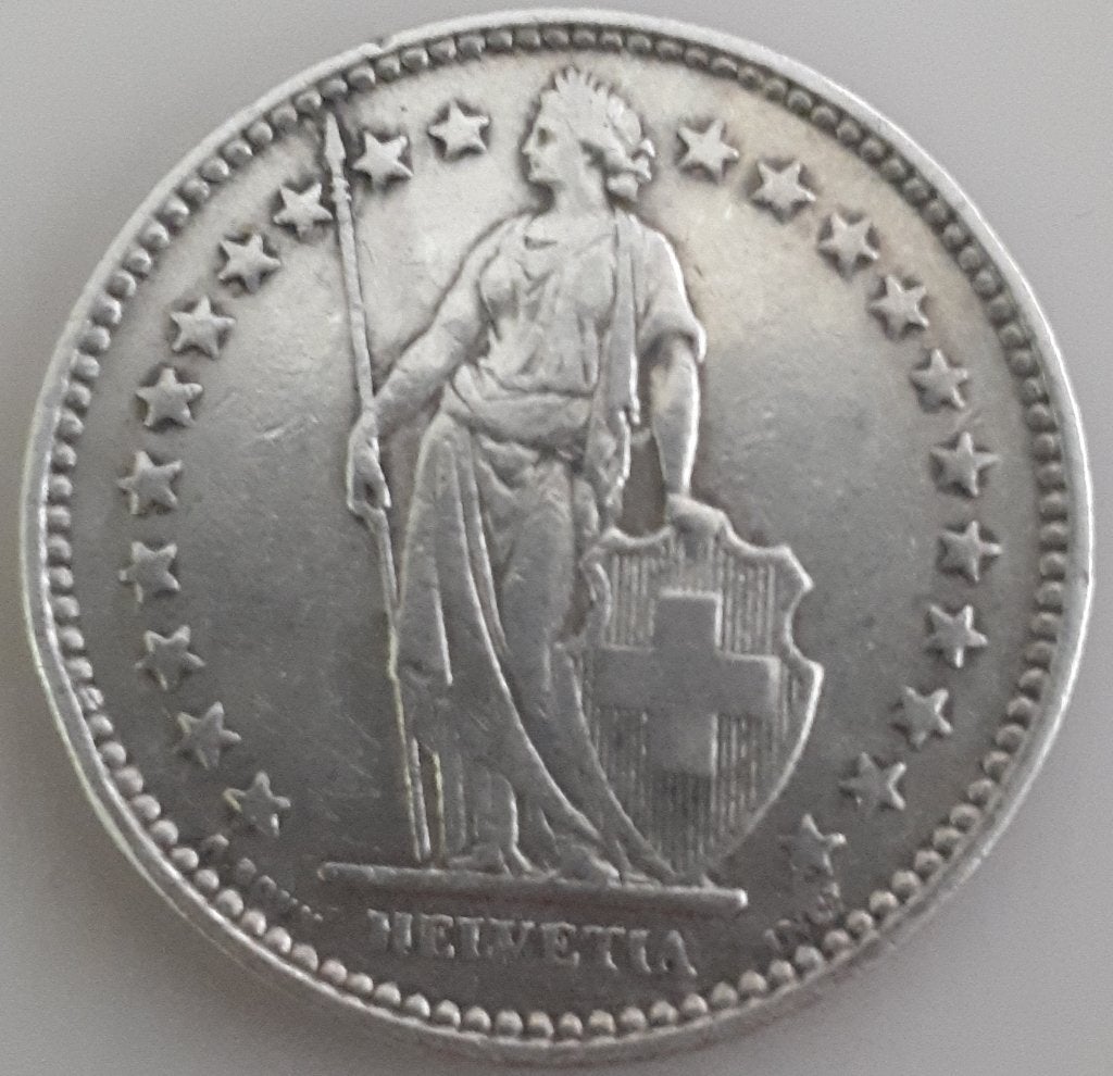 ZWITSERLAND : 2 FRANK 1921 KM 21 ZILVER, Ophalen of Verzenden, Overige landen, Losse munt, Zilver