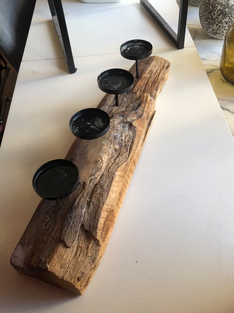 Houten kandelaar voor 4 kaarsen, Industriel, Enlèvement, Utilisé, Bois