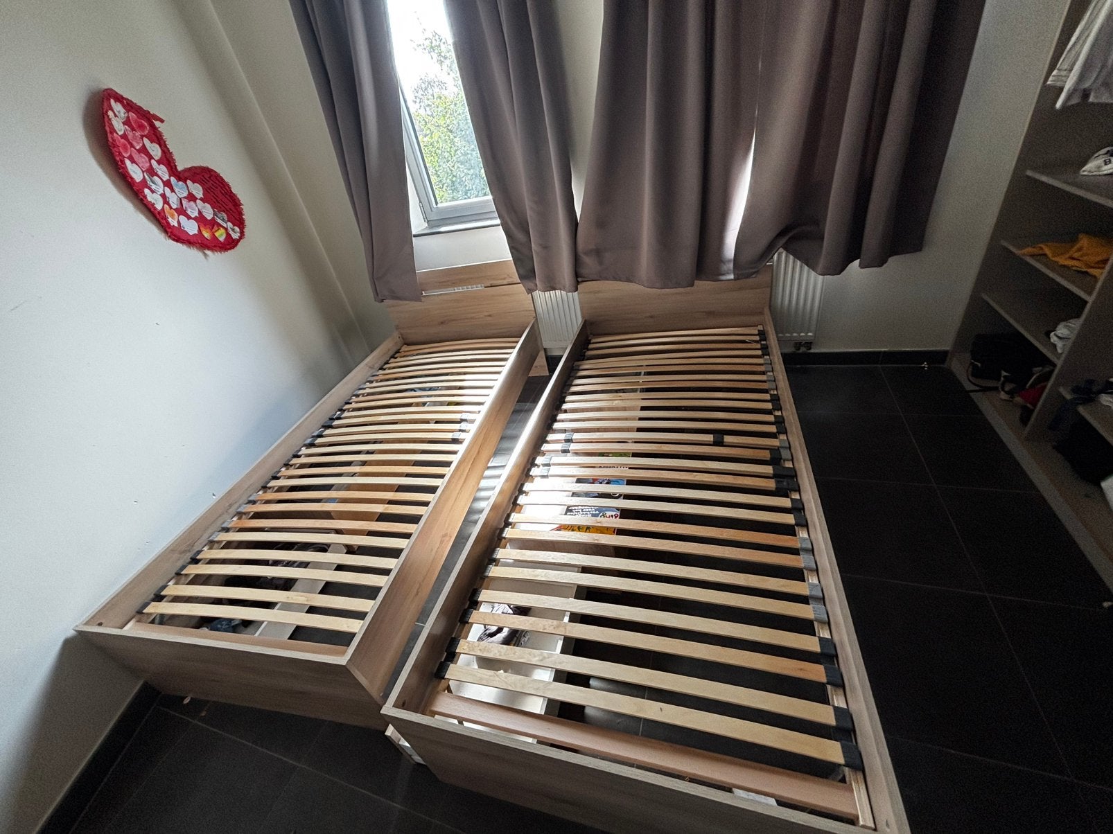 2 lits simples avec glissières, 90 cm, Beige, Enlèvement, 200 cm
