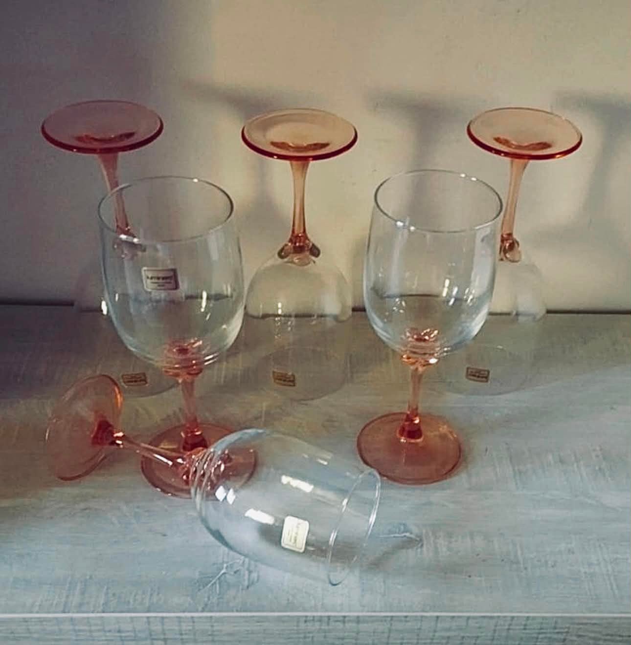 Lot de 6 verres à vin blanc pieds roses luminarc, Collections, Enlèvement, Comme neuf