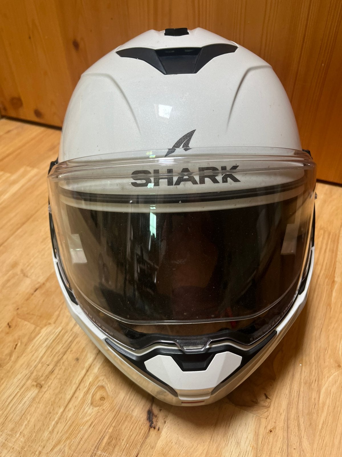Witte Shark OXO systeemhelm Maat XL, Motoren, Kleding | Motorhelmen, Ophalen, XL, Systeemhelm, Shark