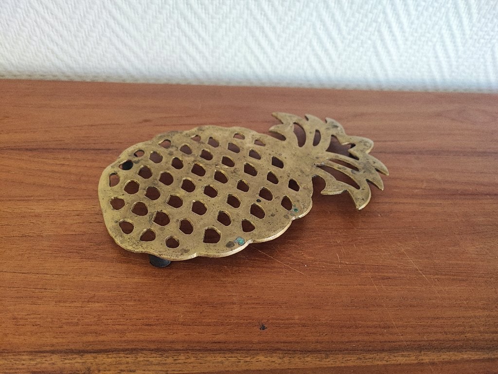 Vintage koperen onderzetter ananas, Antiek en Kunst, Ophalen of Verzenden, Koper