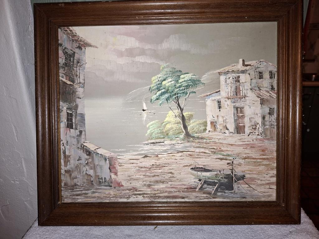 oude schilderij op doek, jaren 1960-70, Ophalen of Verzenden