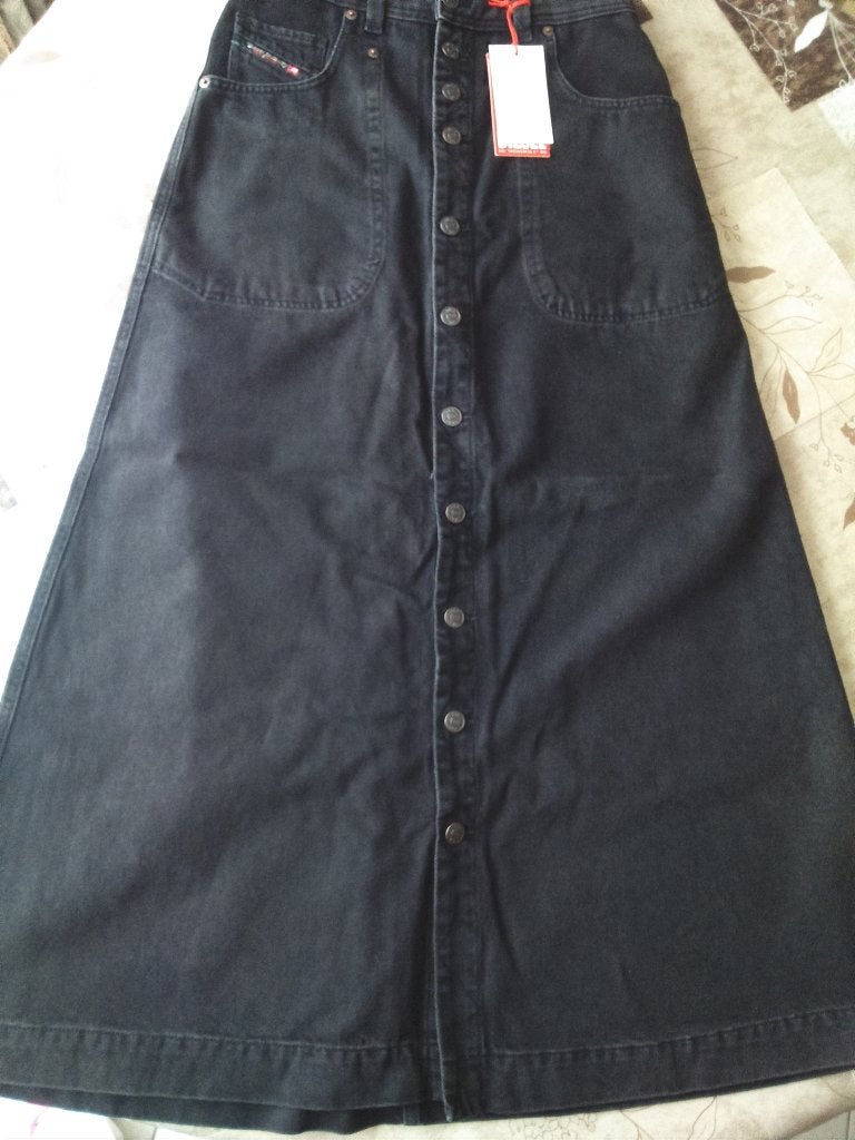 LANGE DENIM ROK DIESEL - MAAT SMALL - NIEUW, Diesel, Ophalen of Verzenden, Nieuw, Zwart