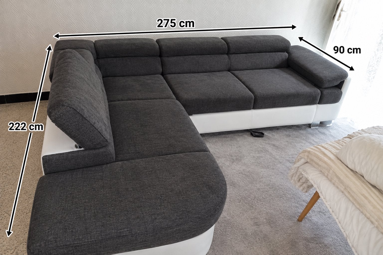 Canapé cuir/tissu, Maison & Meubles, Neuf, 100 à 125 cm, 250 à 300 cm, Quatre personnes ou plus