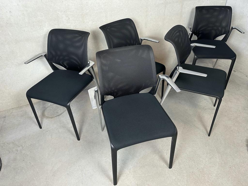 5x ‘MedaSlim’ Vitra stoelen - Alberto Meda, Ophalen, Gebruikt, Zwart, Vintage