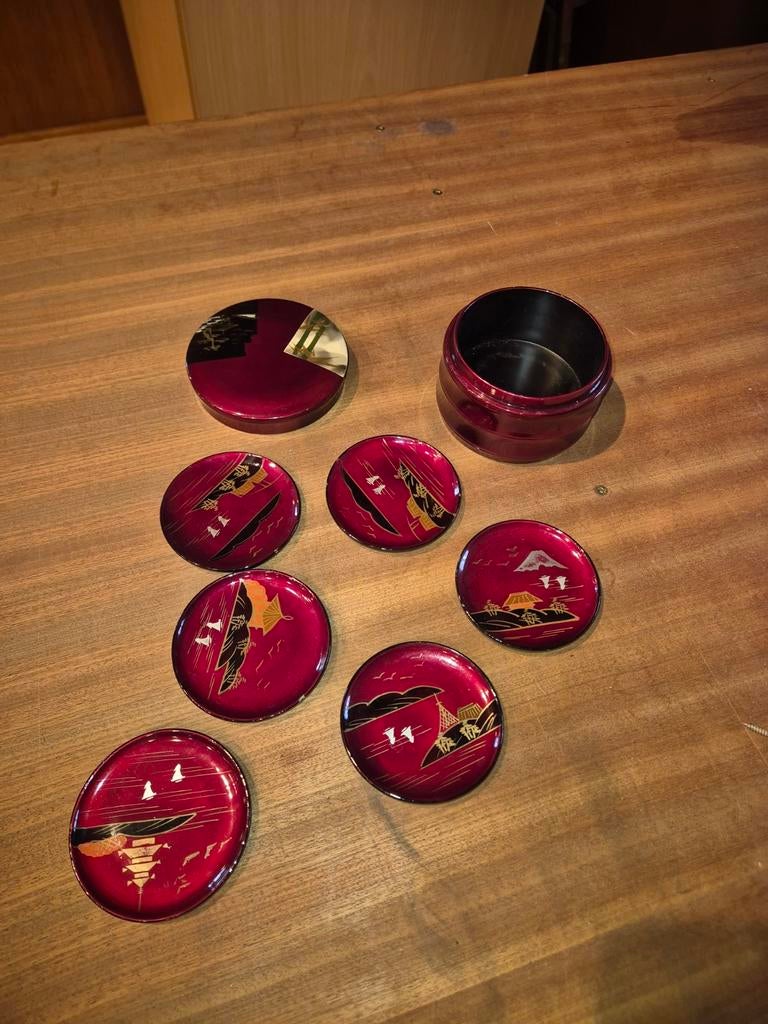 Vintage Japanse houten onderzetters, Ophalen