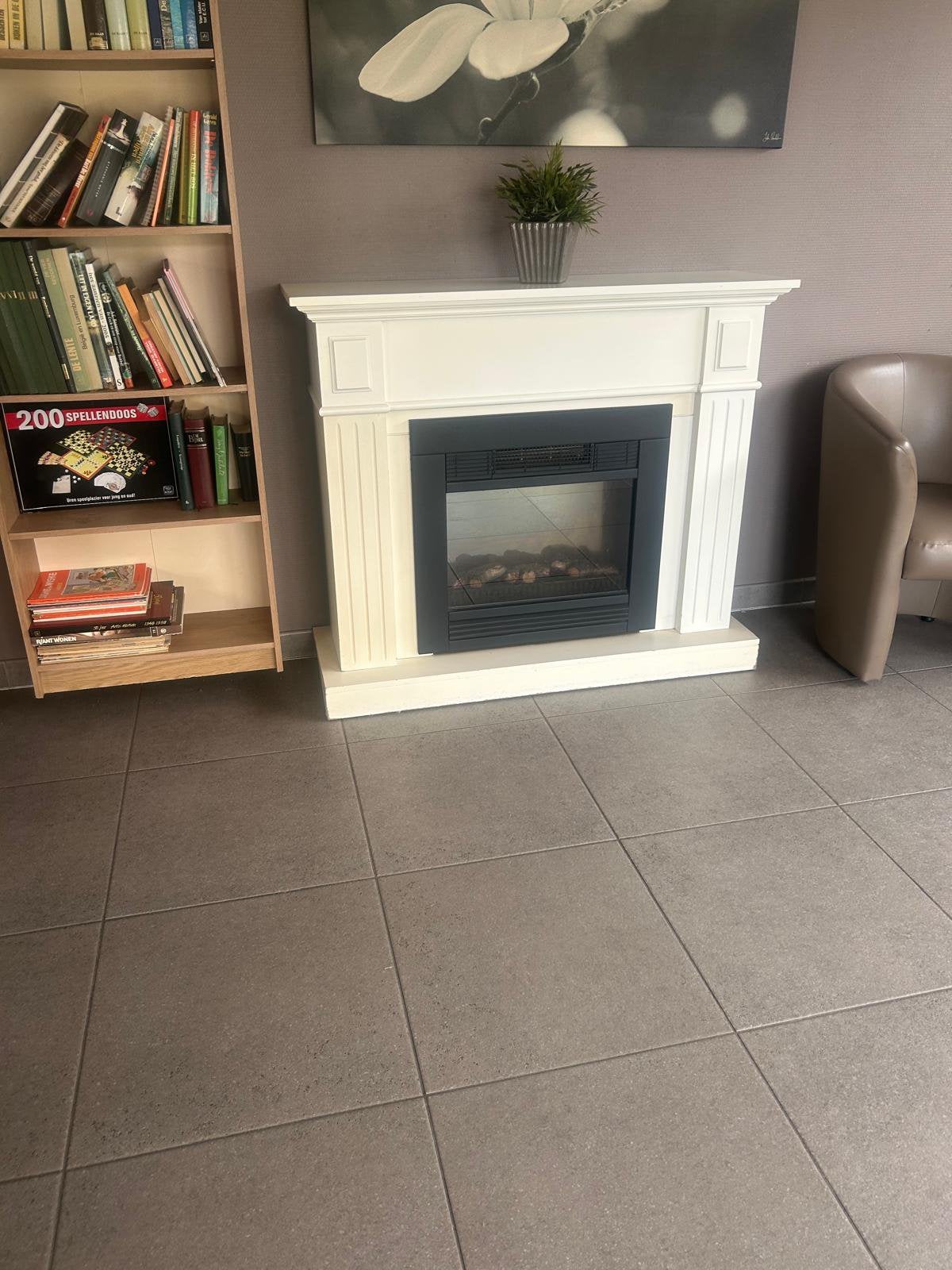 Elektrische Schouw Wit - Sfeerhaard met Verwarming -Klassiek, Huis en Inrichting, Haarden, Ophalen, Zo goed als nieuw