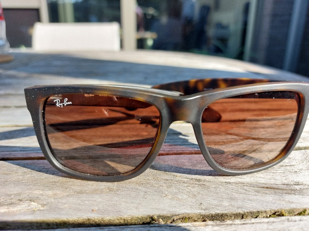 Ray-Ban Justin Classic zonnebril + hoesje, Ophalen, Zonnebril, Bruin, Zo goed als nieuw