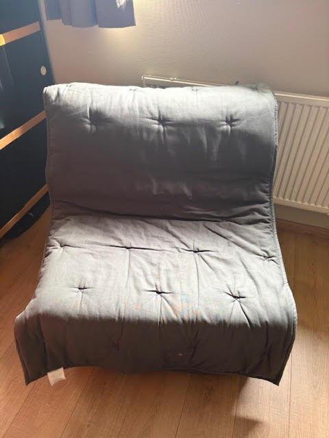 zetelbed. 1 persoons, Gris, Une personne, Utilisé, 190 cm ou moins