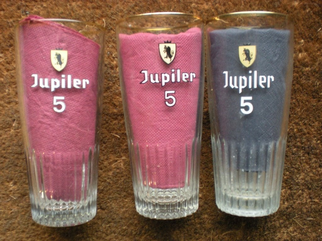 Jupiler 5      Drie verschillende logo's, Verzamelen, Biermerken, Ophalen of Verzenden, Zo goed als nieuw, Glas of Glazen, Jupiler