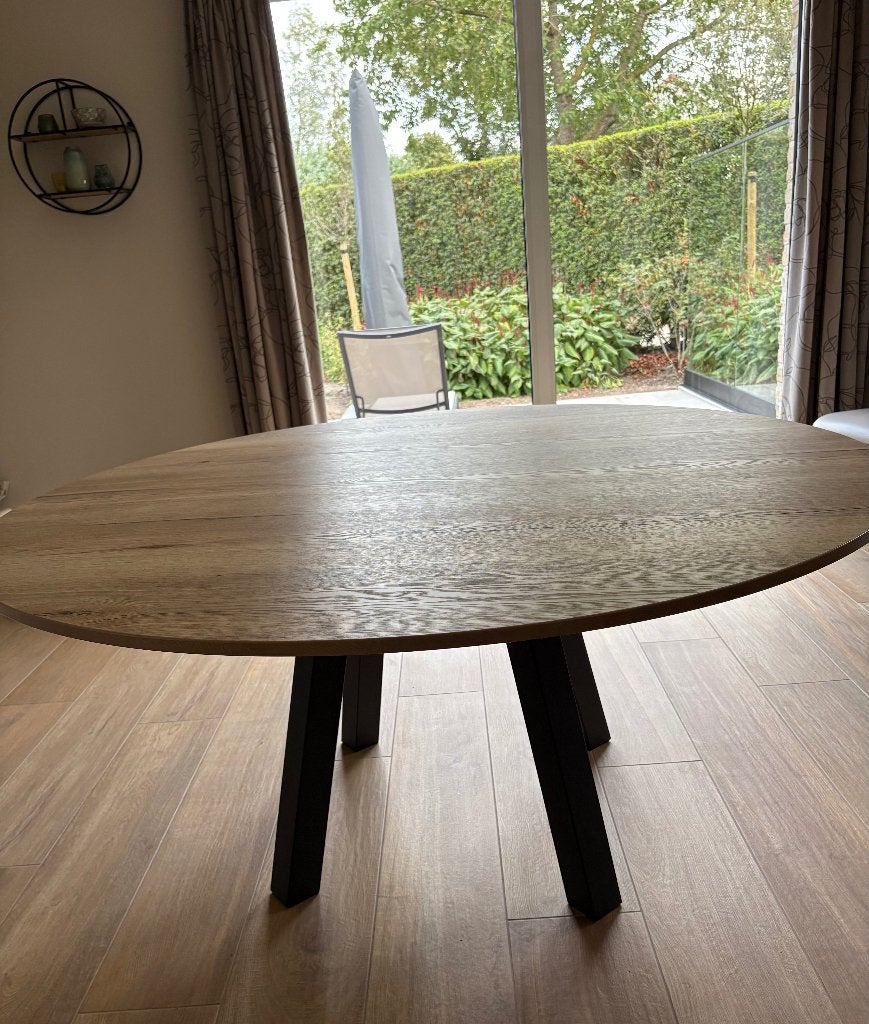 Ronde eettafel, Ophalen, 150 tot 200 cm, Rond, Zo goed als nieuw