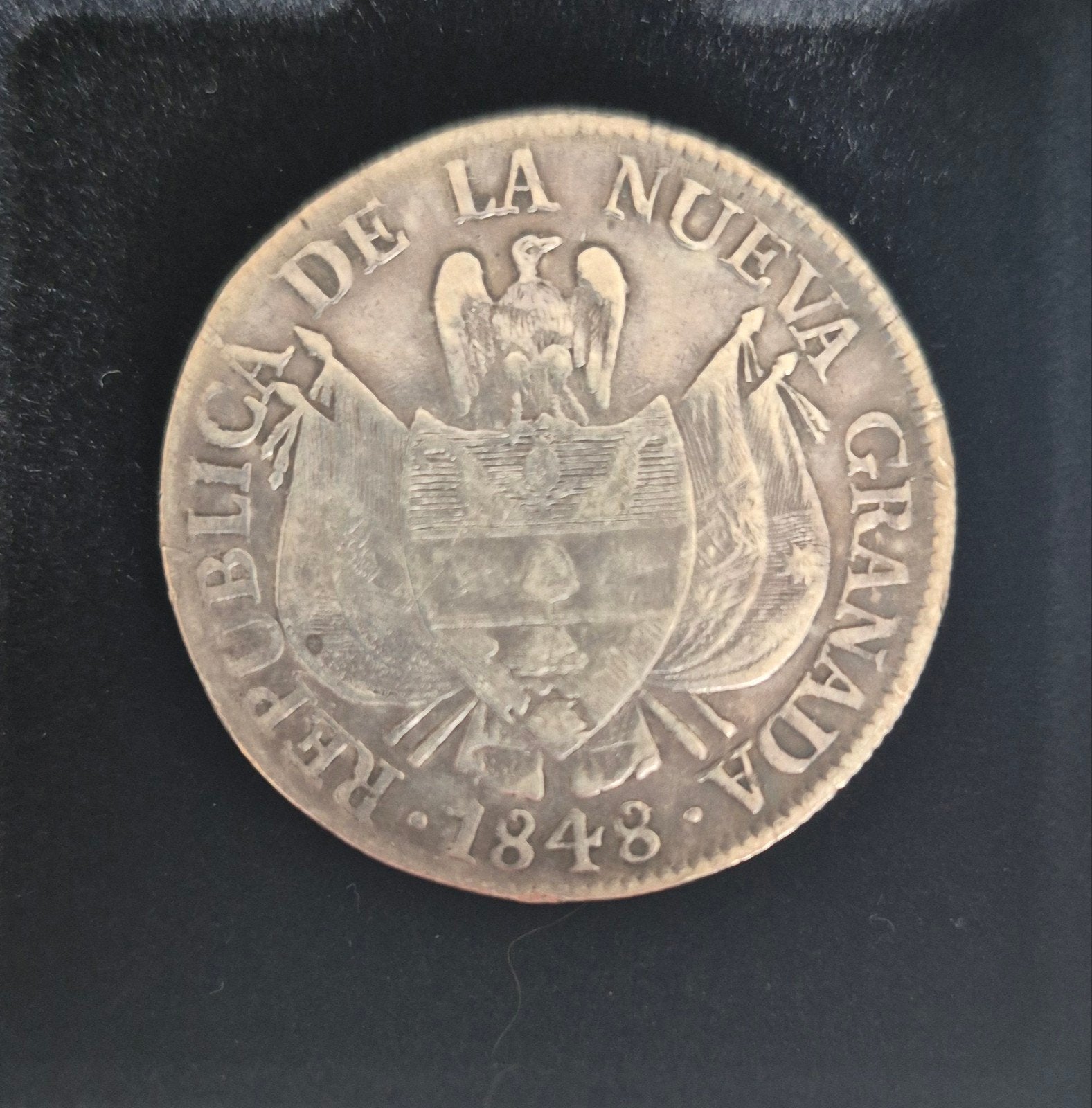 munt Colombia 10 reales 1848 zilver, Ophalen of Verzenden