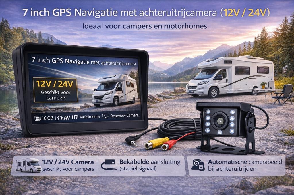 7" of 9" inch Auto, Caravan GPS + Bedraad Achteruitrijcamera, Caravans en Kamperen, Info@drktech.be, Oosterwennel 35 Genk, Nieuw