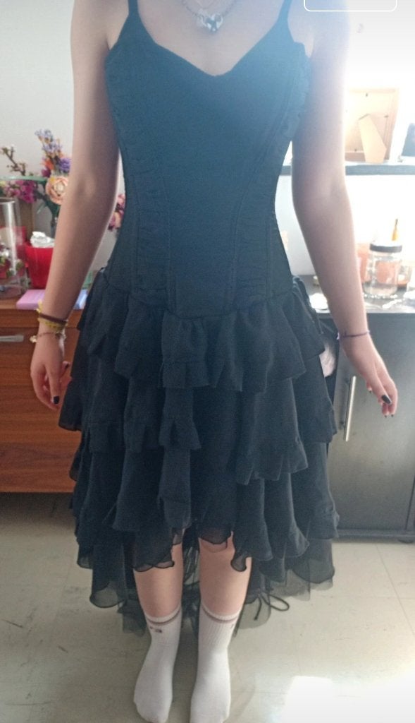 Goth korsetjurk van Burleska, Kleding | Dames, Zwart, Burleska, Zo goed als nieuw, Knielengte