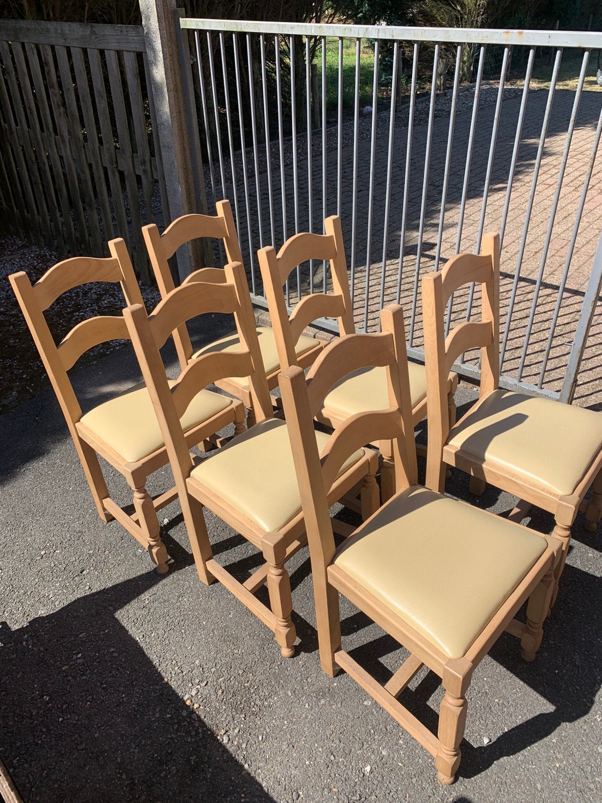 6 stoelen met lederen bekleding, Comme neuf, Brun, Enlèvement, Cinq, Six Chaises ou plus