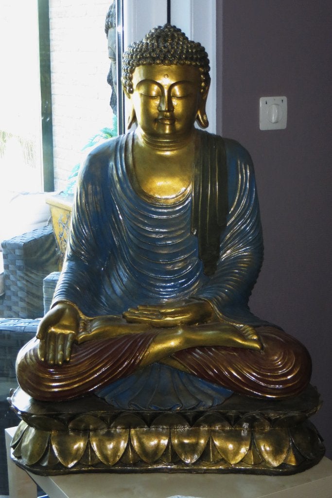 Bouddha résine 90 cm, Huis en Inrichting, Woonaccessoires | Boeddhabeelden, Ophalen, Zo goed als nieuw, Overige materialen, Meerkleurig