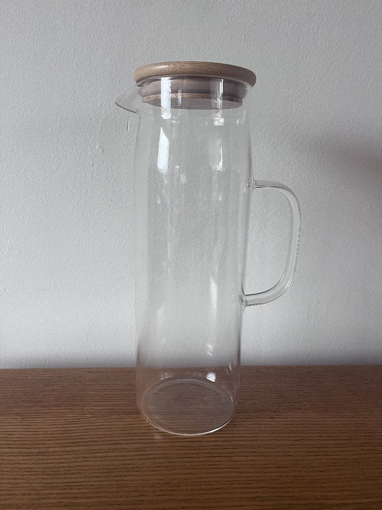 glazen IKEA karaf / waterkan met bamboe deksel (1 Liter), Ophalen, Kan, IKEA, Modern