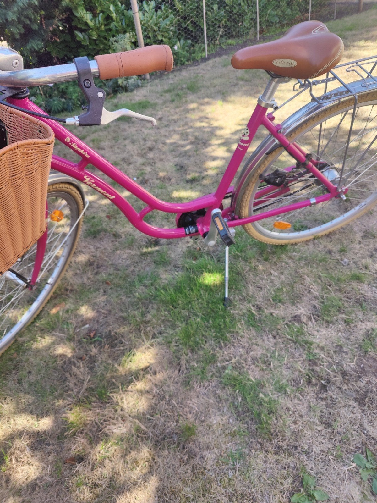 Mooie roze retro damesfiets van Vermont, Terugtraprem, Gebruikt, Mandje, 0 zitjes