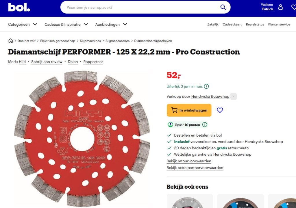 Hilti diamantslijpschijven 125mm, Enlèvement, Neuf, Meuleuse d'angle