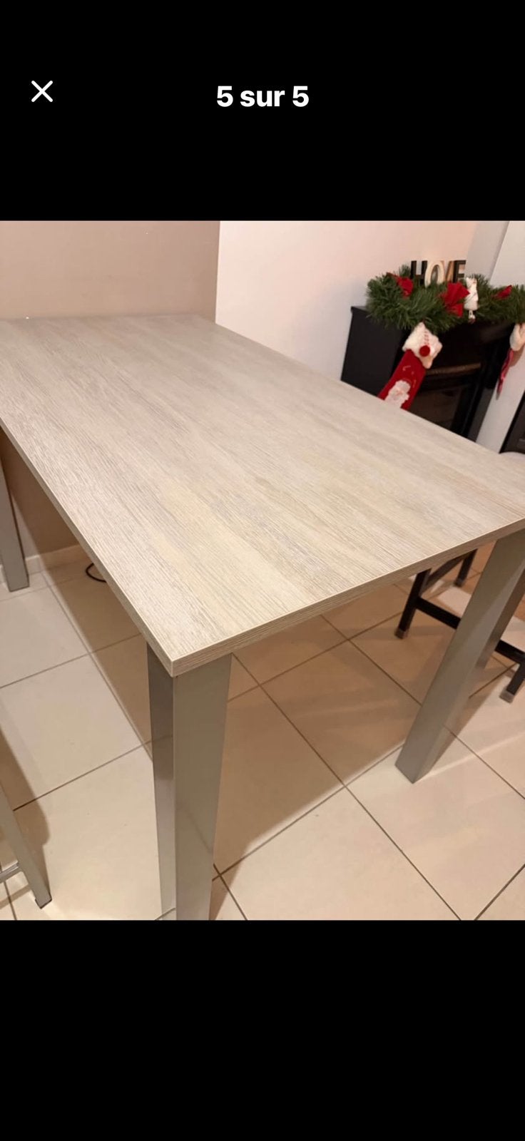 Table haute de cuisine 160x90cm, Métal, 150 à 200 cm, Cinq personnes ou plus, Comme neuf