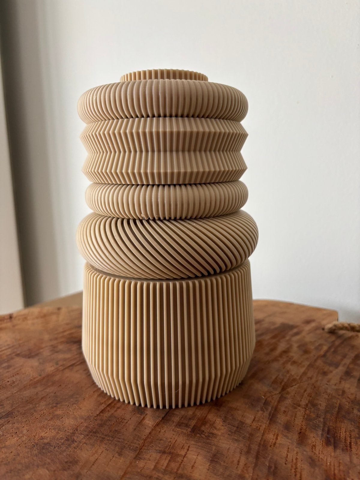 Vaas, 3D-geprint, Kunststof, Beige, Ophalen of Verzenden